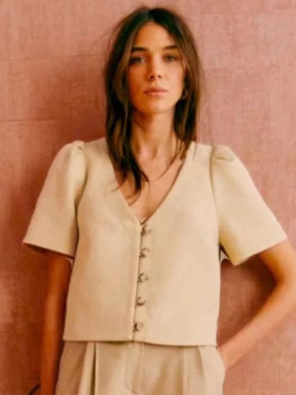 Sezane Nevi Linen Blend Shirt Size EU 34/US 2